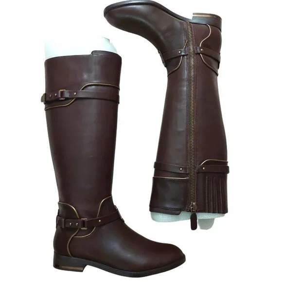 BCBGMAXAZARIA Brown Calf Leather Riding Boots Retail $398 Size 6 - Picture 4 of 12